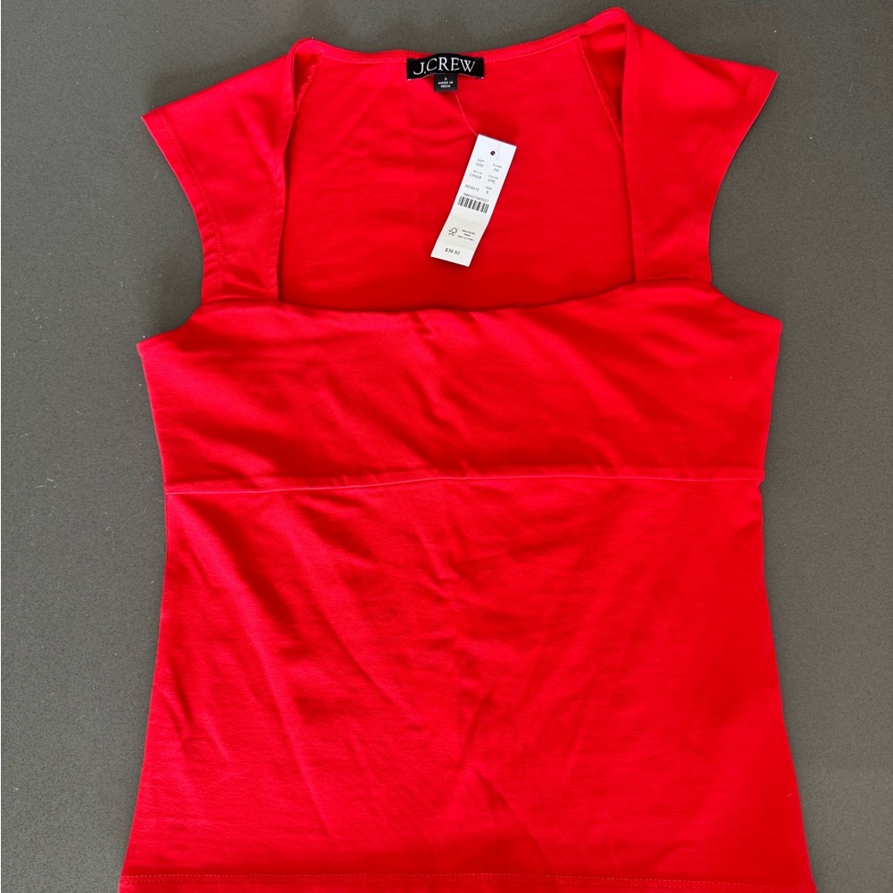 J.CREW Women’s Cap-Sleeve Stretch Cotton-Blend Square Neck Tank Top - Size Small